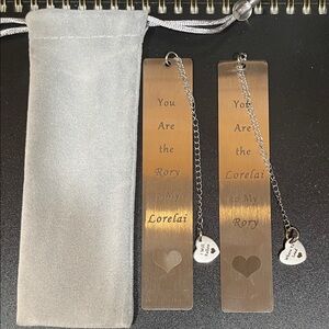 Gilmore Girl Engraved Silver Heart Bookmarks & Jewerly Box & 7 GG charm bracelet
